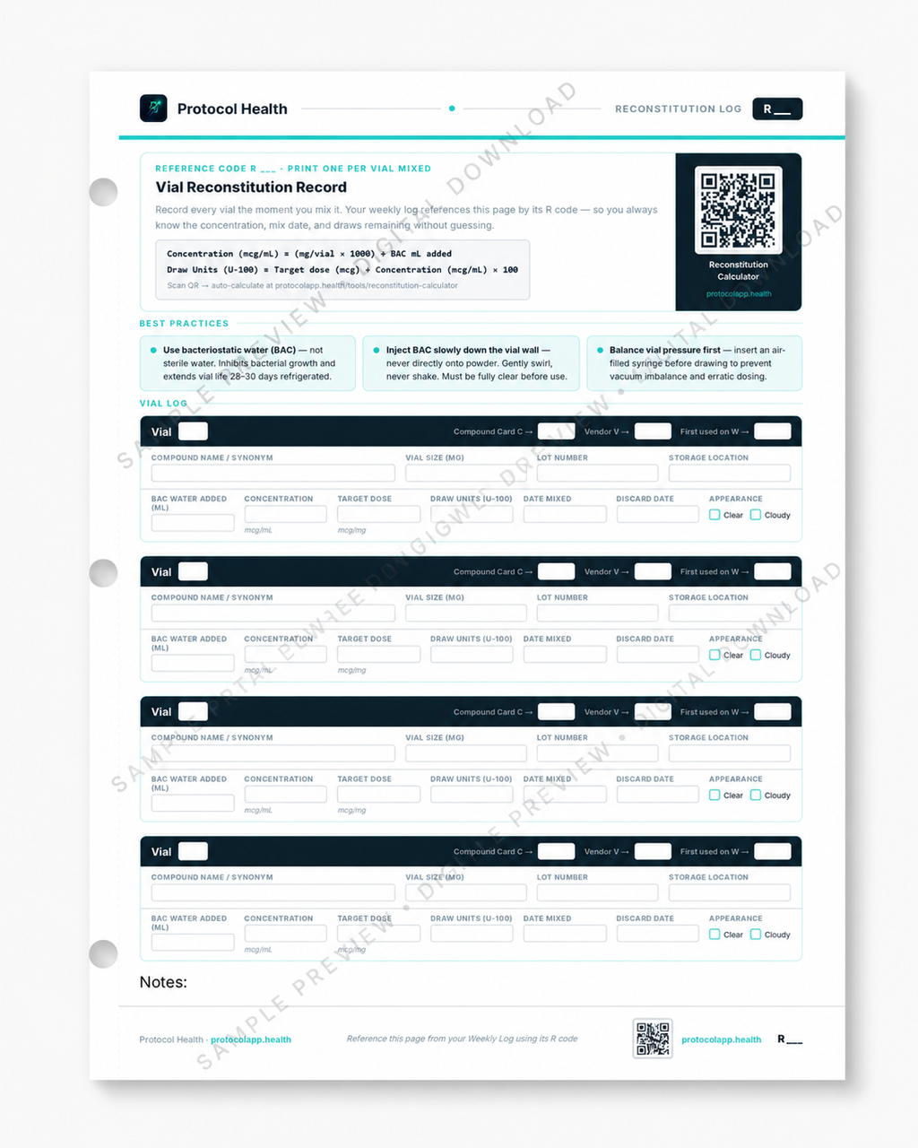 Free Peptide Tracker: Complete Peptide Tracking System | 14 Pages | Printable PDF
