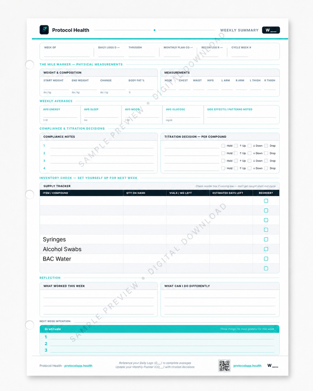 Free Peptide Tracker: Complete Peptide Tracking System | 14 Pages | Printable PDF