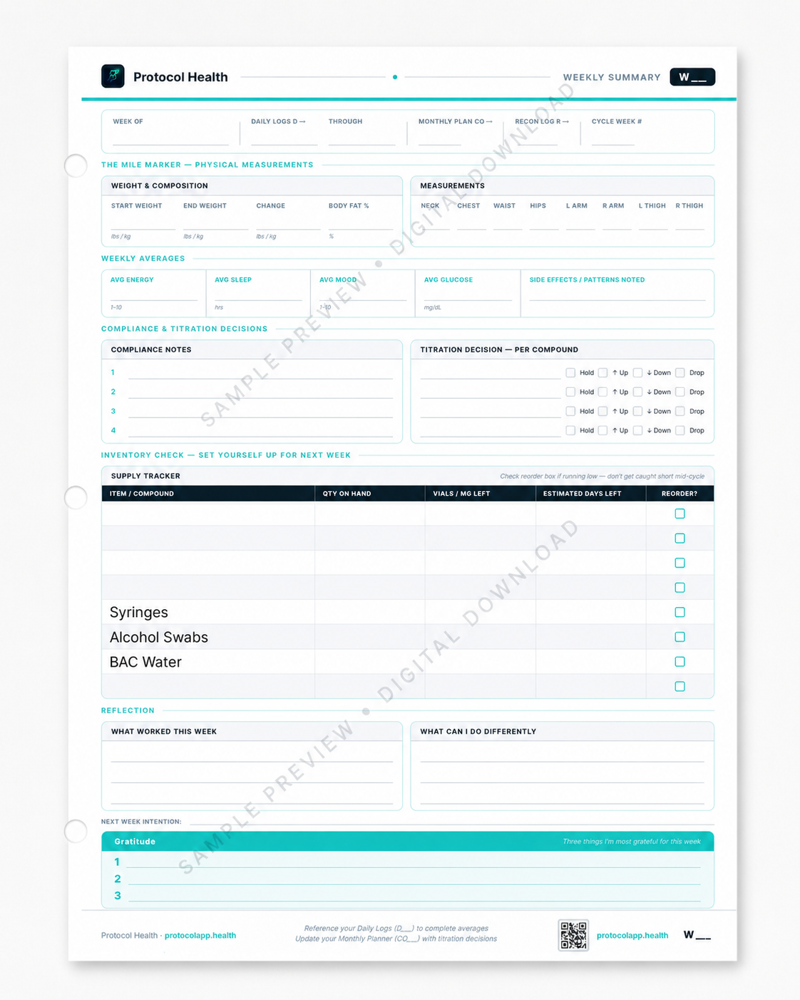 Free Peptide Tracker: Complete Peptide Tracking System | 14 Pages | Printable PDF